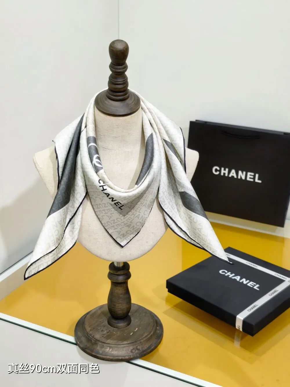 CHANEL Silk Monogram Square Scarf 90×90cm